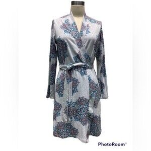 Cynthia Rowley long sleeve belted shortie robe Size S